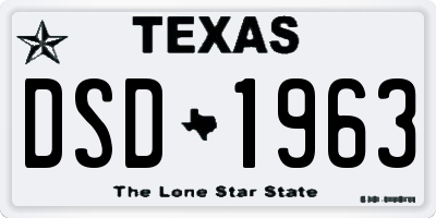TX license plate DSD1963