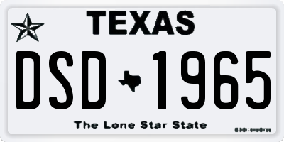 TX license plate DSD1965