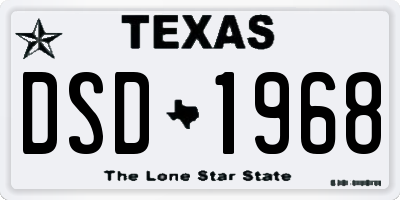 TX license plate DSD1968