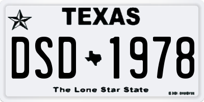 TX license plate DSD1978