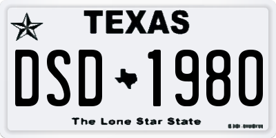 TX license plate DSD1980