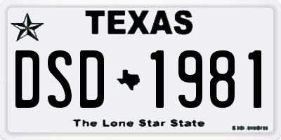 TX license plate DSD1981