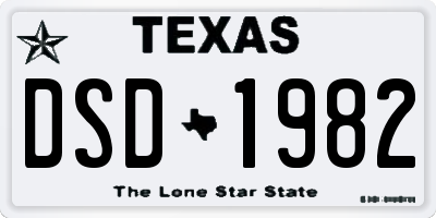 TX license plate DSD1982