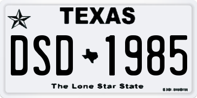 TX license plate DSD1985