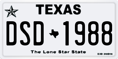 TX license plate DSD1988