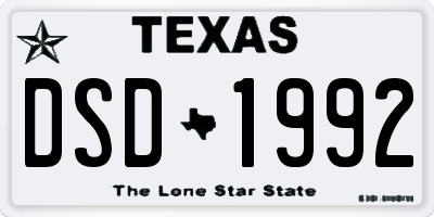 TX license plate DSD1992