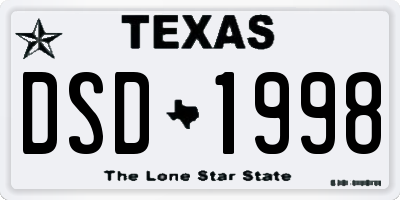 TX license plate DSD1998