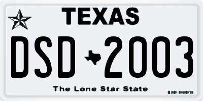 TX license plate DSD2003