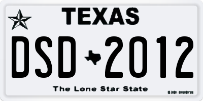 TX license plate DSD2012