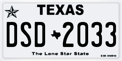 TX license plate DSD2033
