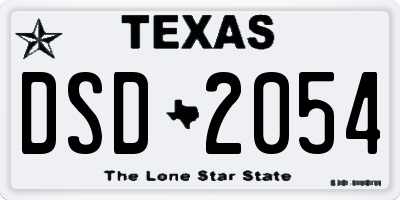 TX license plate DSD2054