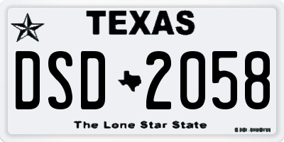 TX license plate DSD2058