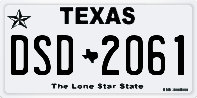 TX license plate DSD2061
