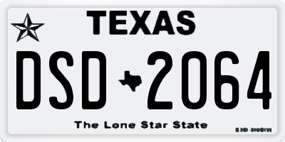TX license plate DSD2064