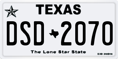 TX license plate DSD2070