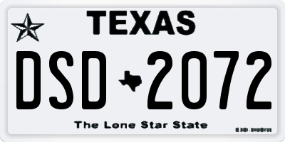 TX license plate DSD2072