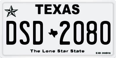 TX license plate DSD2080