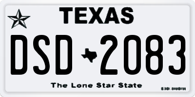 TX license plate DSD2083