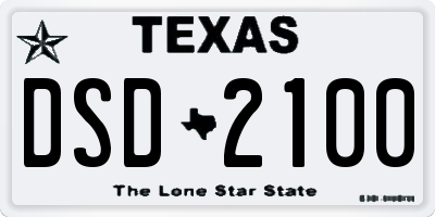 TX license plate DSD2100