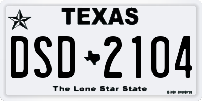 TX license plate DSD2104