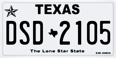 TX license plate DSD2105