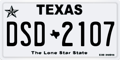 TX license plate DSD2107