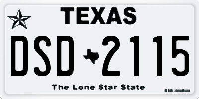 TX license plate DSD2115