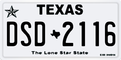 TX license plate DSD2116