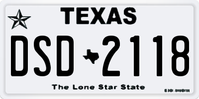 TX license plate DSD2118