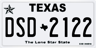 TX license plate DSD2122