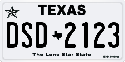 TX license plate DSD2123