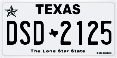 TX license plate DSD2125