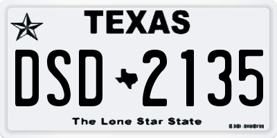 TX license plate DSD2135
