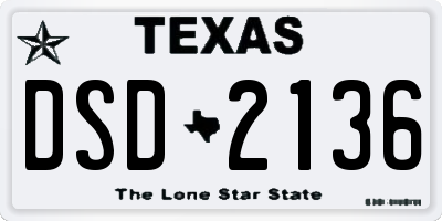 TX license plate DSD2136