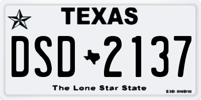 TX license plate DSD2137