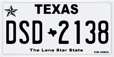 TX license plate DSD2138