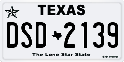 TX license plate DSD2139