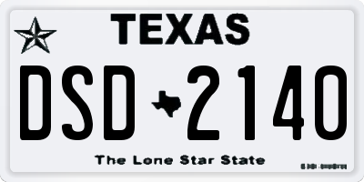 TX license plate DSD2140