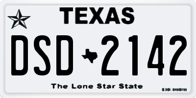 TX license plate DSD2142