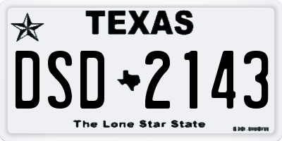 TX license plate DSD2143