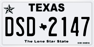 TX license plate DSD2147
