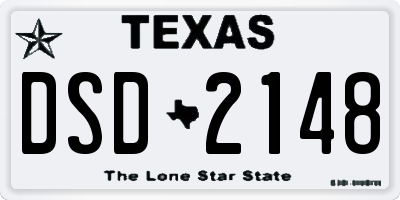 TX license plate DSD2148