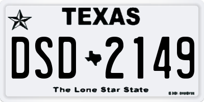 TX license plate DSD2149