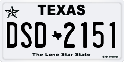 TX license plate DSD2151