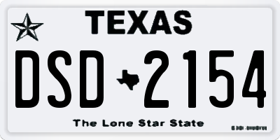 TX license plate DSD2154