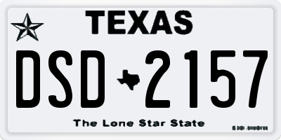 TX license plate DSD2157