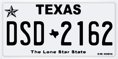 TX license plate DSD2162