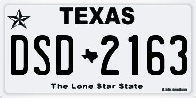 TX license plate DSD2163