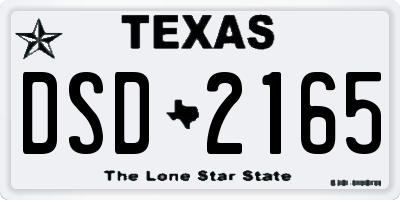 TX license plate DSD2165