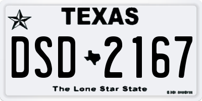 TX license plate DSD2167